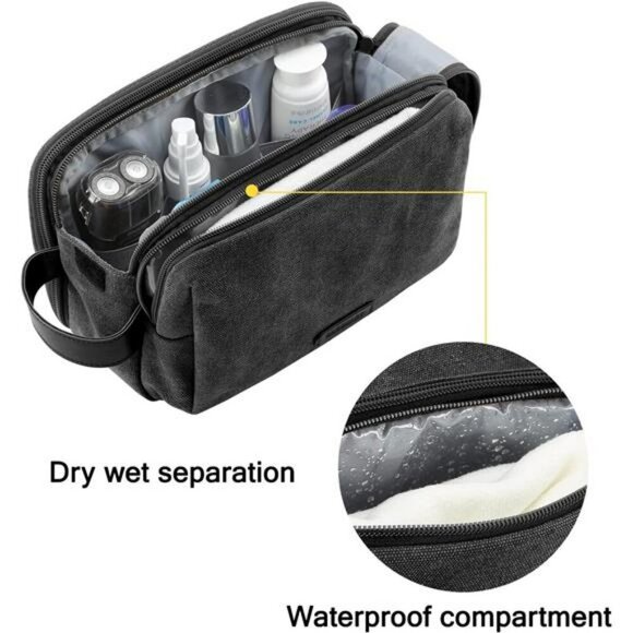 Bagsmart Toiletry Bag Men Canvas Travel Dopp Kit Waterproof Shaving Organizer - Picture 3 of 7
